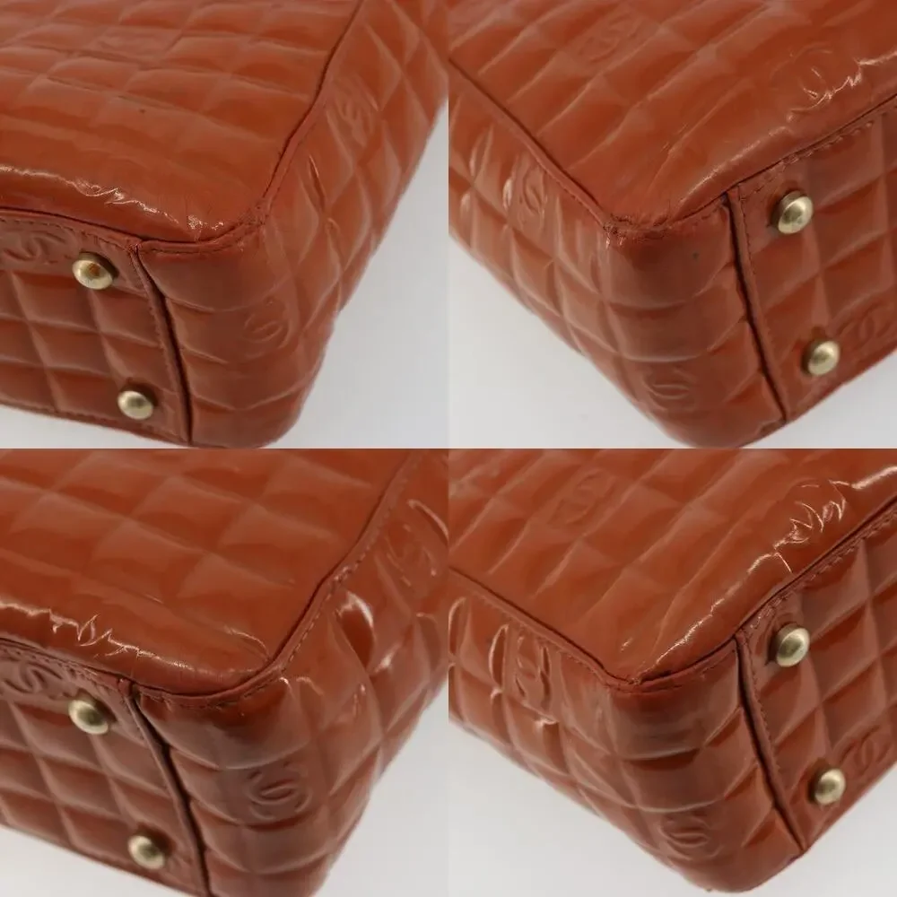 Chanel Patent Leather Choco Bar Handbag Orange